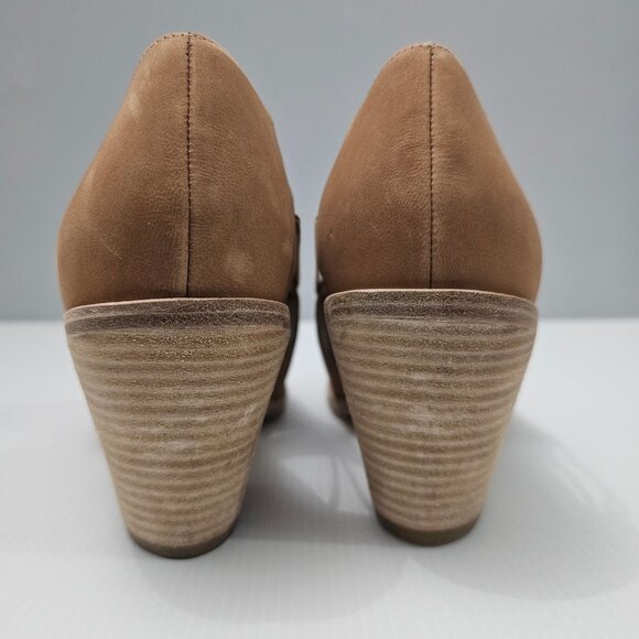 NEW Eileen Fisher Alfie Sandal Caged Peep Toe Heel Honey Tan Nubuck Size 10 - Picture 9 of 14